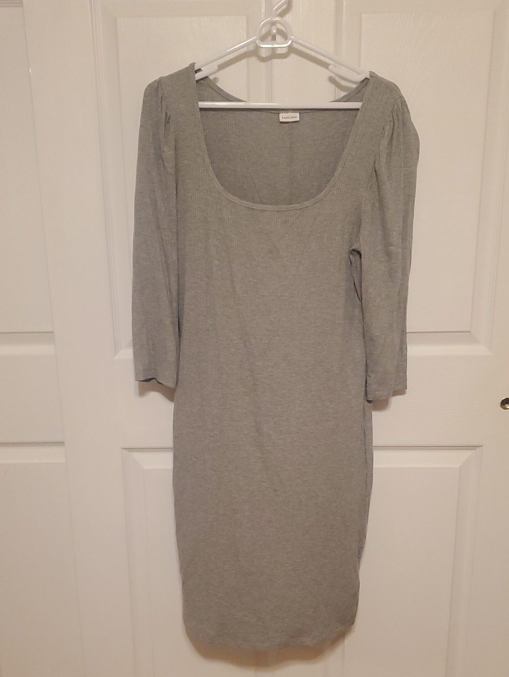 Lascana Light Gray Ribbed Midi Dress